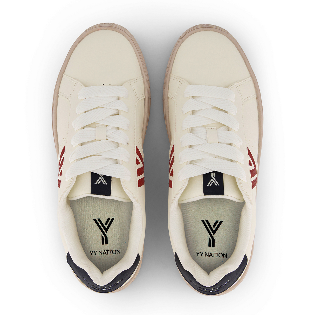 YY Nation Yimbus Cactus Sneaker (Men) - White/Red/Navy Athletic - Casual - Lace Up - The Heel Shoe Fitters