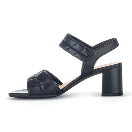 Gabor 21711-27 Heeled Sandal (Women) - Black Quilted Leather Sandals - Heel/Wedge - The Heel Shoe Fitters