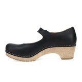 Dansko Lilah Heeled Clog (Women) - Black Oiled Pull Up Dress-Casual - Slip On - The Heel Shoe Fitters