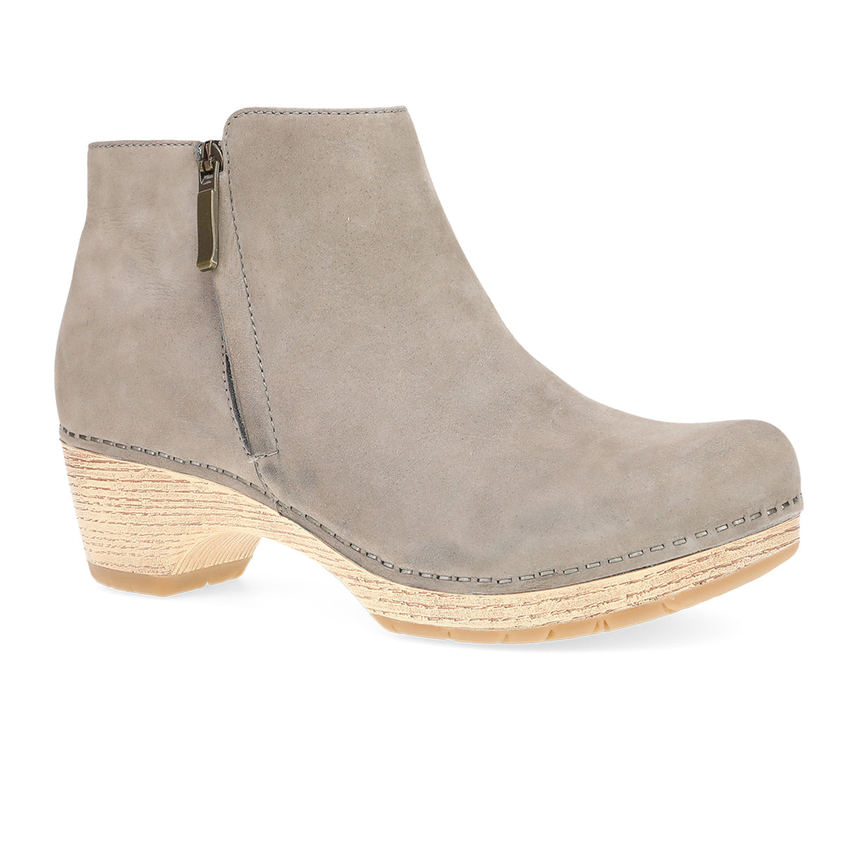 Dansko Lizanne Heeled Ankle Boot (Women) - Taupe Milled Nubuck Boots - Casual - Low - The Heel Shoe Fitters