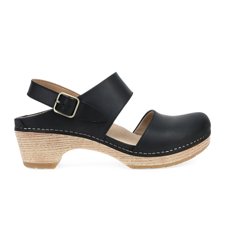 Dansko Lucia Heeled Sandal (Women) - Black Oiled Pull Up Sandal - Heel/Wedge - The Heel Shoe Fitters
