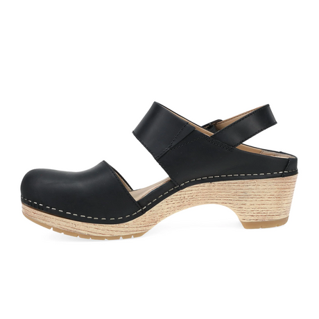 Dansko Lucia Heeled Sandal (Women) - Black Oiled Pull Up Sandal - Heel/Wedge - The Heel Shoe Fitters