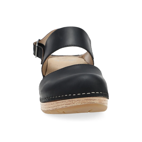 Dansko Lucia Heeled Sandal (Women) - Black Oiled Pull Up Sandal - Heel/Wedge - The Heel Shoe Fitters