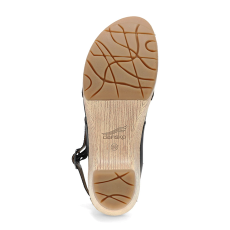 Dansko Lucia Heeled Sandal (Women) - Black Oiled Pull Up Sandal - Heel/Wedge - The Heel Shoe Fitters