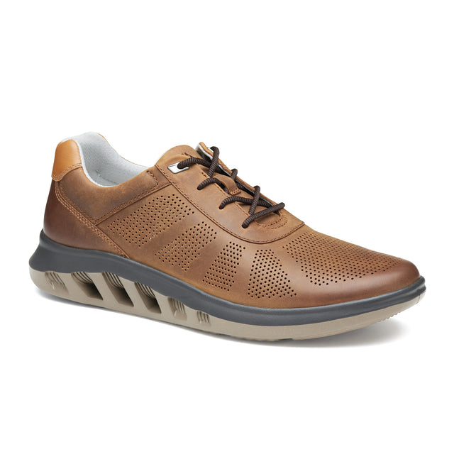 Johnston & Murphy Activate U-Throat Sneaker (Men) - Brown Oiled Full Grain Athletic - Casual - Lace Up - The Heel Shoe Fitters