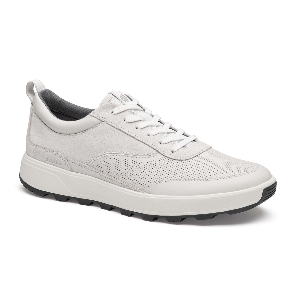 Johnston & Murphy Lucas U-Throat Sneaker (Men) - White Full Grain/Suede Athletic - Casual - Lace Up - The Heel Shoe Fitters