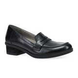 Dansko Danica Loafer (Women) - Black Waterproof Burnished Dress-Casual - Heels - The Heel Shoe Fitters