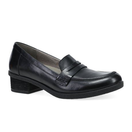 Dansko Danica Loafer (Women) - Black Waterproof Burnished Dress-Casual - Heels - The Heel Shoe Fitters