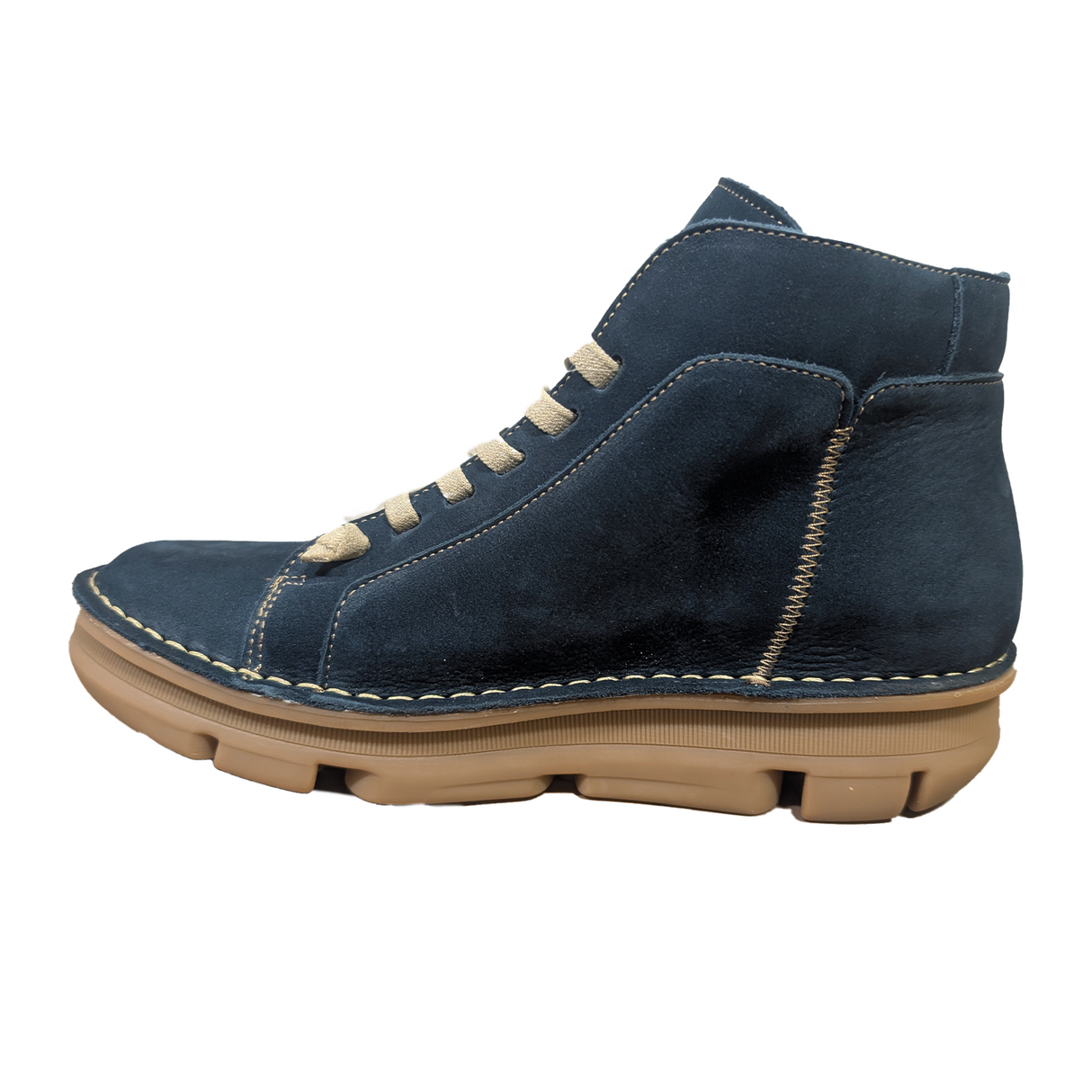 On Foot Touch Lace Up Boot (Women) - Marino Nubuk Boots - Casual - Low - The Heel Shoe Fitters