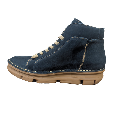 On Foot Touch Lace Up Boot (Women) - Marino Nubuk Boots - Casual - Low - The Heel Shoe Fitters
