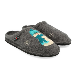 Haflinger Snowman Slipper (Women) - Grey Dress-Casual - Slipper - The Heel Shoe Fitters