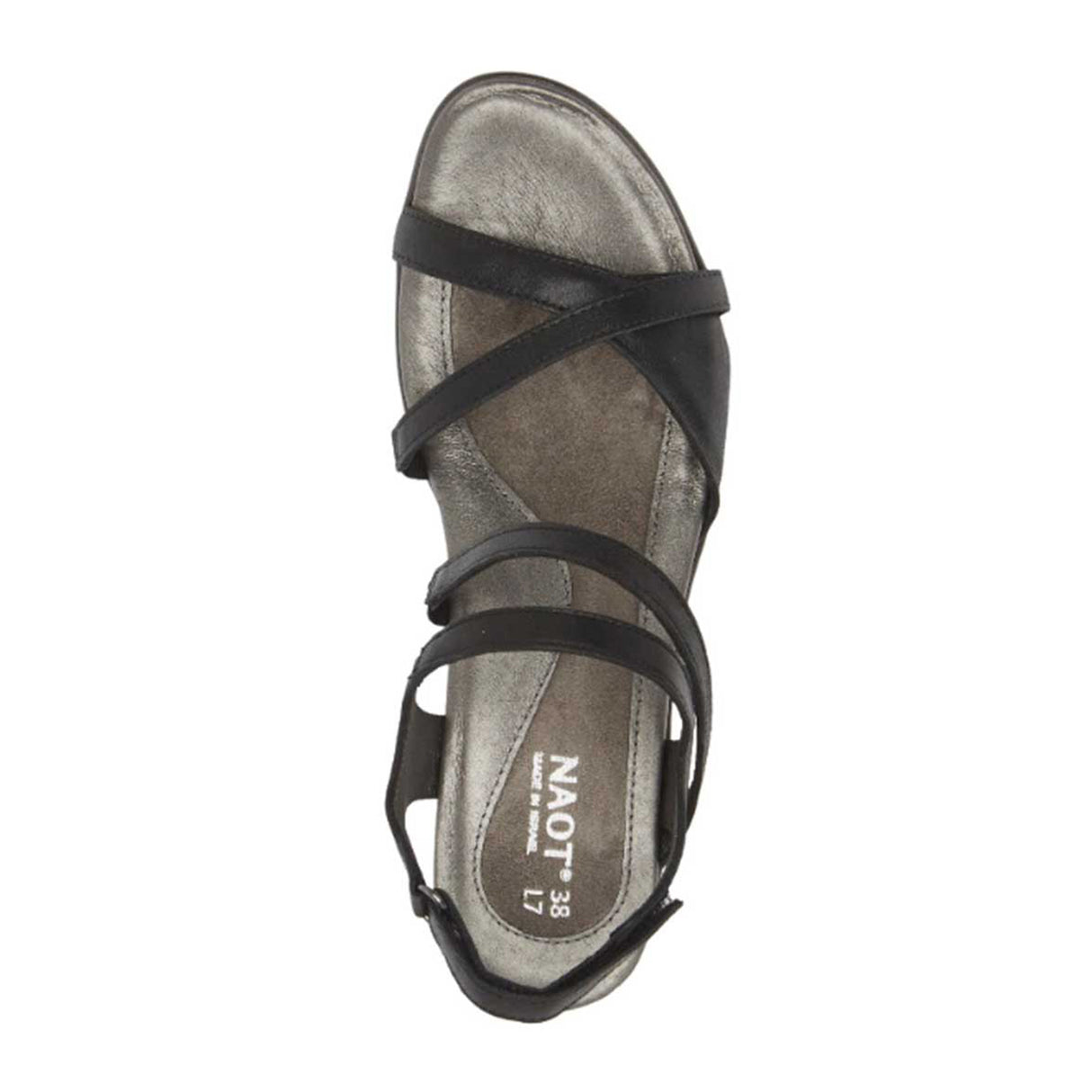 Naot Limit Heeled Sandal (Women) - Black Shiny Leather Sandals - Heel/Wedge - The Heel Shoe Fitters