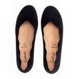 Gabor 34166-17 Scalloped Flat (Women) - Schwarz Samtchevreau Dress-Casual - Flats - The Heel Shoe Fitters