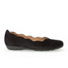 Gabor 166 Scalloped Flat (Women) - Schwarz Samtchevreau Dress-Casual - Flat - The Heel Shoe Fitters