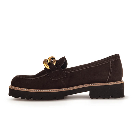 Gabor 240 Chain Loafer (Women) - Chocolate Samtchevreau Dress-Casual - Loafers - The Heel Shoe Fitters