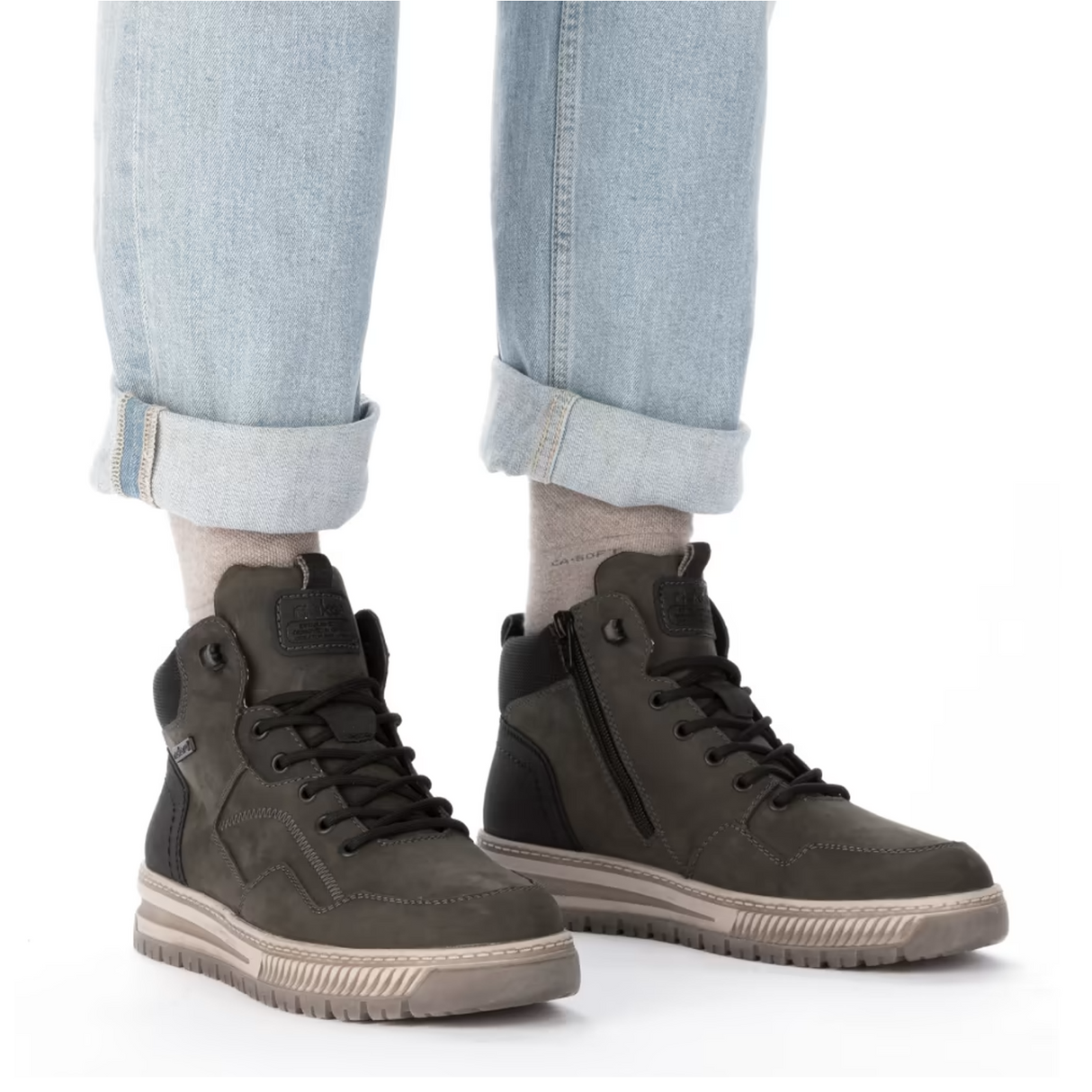 Rieker 38554 Ralf Sneaker Boot (Men) - Moor/Schwarz/Schwarz Boots - Casual - Mid - The Heel Shoe Fitters