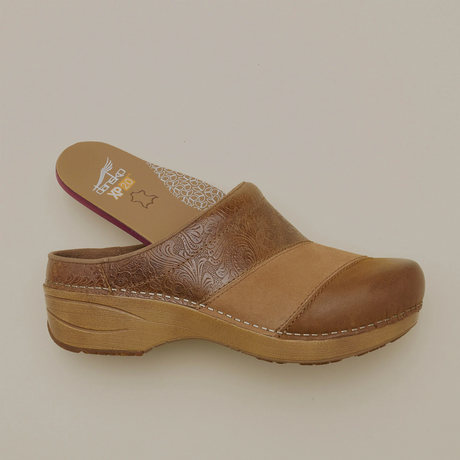 Dansko Zinnia Clog (Women) - Tan Multi Dress-Casual - Clogs & Mules - The Heel Shoe Fitters