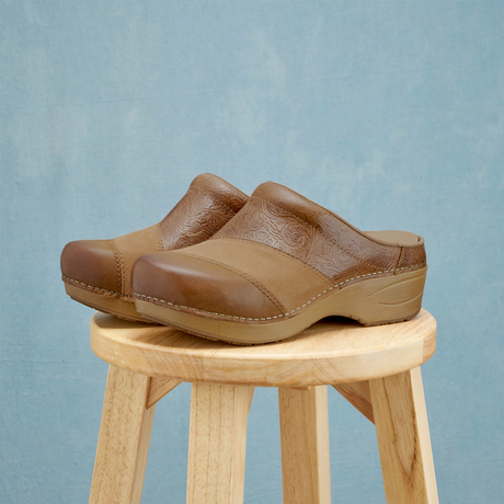 Dansko Zinnia Clog (Women) - Tan Multi Dress-Casual - Clogs & Mules - The Heel Shoe Fitters