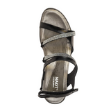 Naot Innovate Heeled Sandal (Women) - Black Madras Leather/Black/Clear Rhinestones Sandal - Heel/Wedge - The Heel Shoe Fitters