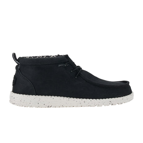 Hey Dude Wally Mid Canvas (Men) - Black/White Dress Casual - Slip On - The Heel Shoe Fitters
