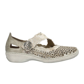 Rieker Doris G4 Mary Jane (Women) - Beige Metallic Dress-Casual - Mary Janes - The Heel Shoe Fitters