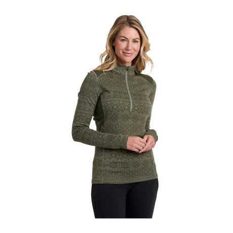 Kuhl Kaskade Zip Neck (Women) - Dark Moss Apparel - Top - Long Sleeve - The Heel Shoe Fitters