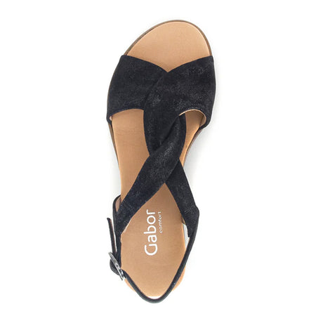 Gabor 42751-97 Wedge Sandal (Women) - Caruso Met/Schwarz Sandals - Heel/Wedge - The Heel Shoe Fitters