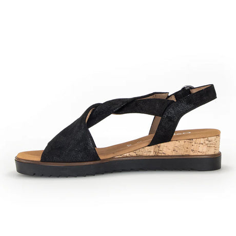 Gabor 42751-97 Wedge Sandal (Women) - Caruso Met/Schwarz Sandals - Heel/Wedge - The Heel Shoe Fitters