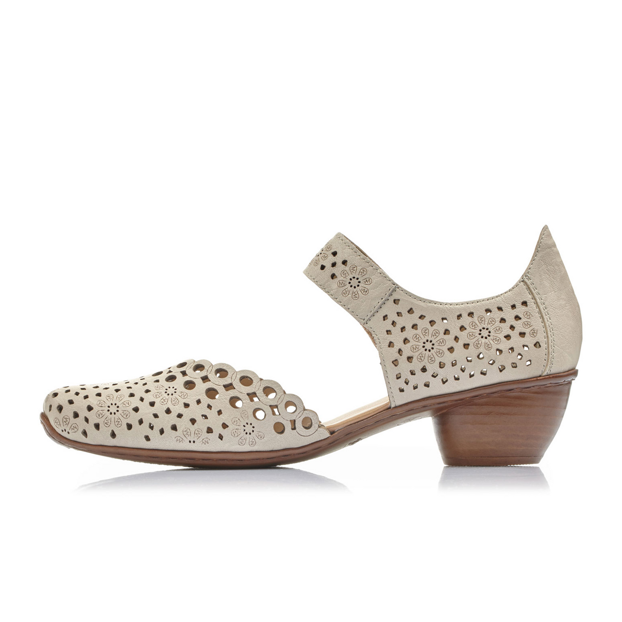 Rieker Mirjam 43753-60 Heeled Sandal (Women) - Cream Sandal - Heel/Wedge - The Heel Shoe Fitters