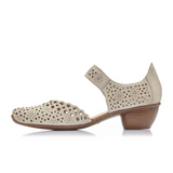 Rieker Mirjam 43753-60 Heeled Sandal (Women) - Cream Sandal - Heel/Wedge - The Heel Shoe Fitters