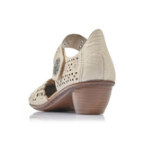Rieker Mirjam 43753-60 Heeled Sandal (Women) - Cream Sandal - Heel/Wedge - The Heel Shoe Fitters
