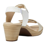 Naot Intact Heeled Sandal (Women) - Soft Ivory Leather/Soft White Leather/Radiant Gold Leather Sandal - Heel/Wedge - The Heel Shoe Fitters