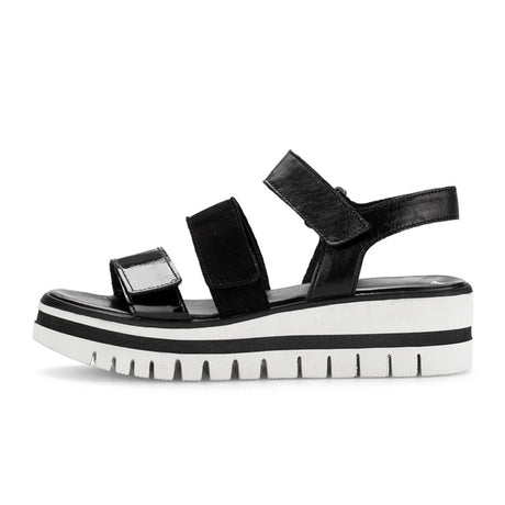 Gabor 44620-27 Platform Wedge Sandal (Women) - Schwarz Lack/Samtchevreau Sandals - Heel/Wedge - The Heel Shoe Fitters