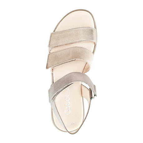 Gabor 44620-62 Platform Wedge Sandal (Women) - Desert Kombi Metallic/Samtchevreau Sandals - Heel/Wedge - The Heel Shoe Fitters