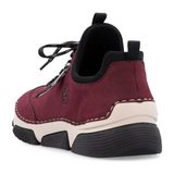 Rieker Angela 45973 Sneaker (Women) - Bordeaux/Schwarz Athletic - Casual - Lace Up - The Heel Shoe Fitters