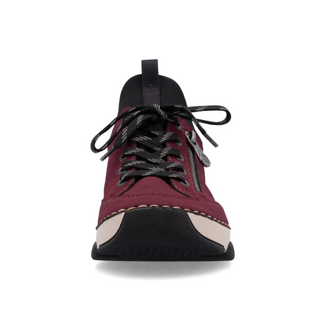 Rieker Angela 45973 Sneaker (Women) - Bordeaux/Schwarz Athletic - Casual - Lace Up - The Heel Shoe Fitters