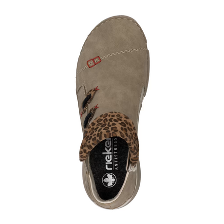 Rieker 45983 Angela Slip On Bootie (Women) - Fango/Leo Nuss Boots - Casual - Low - The Heel Shoe Fitters