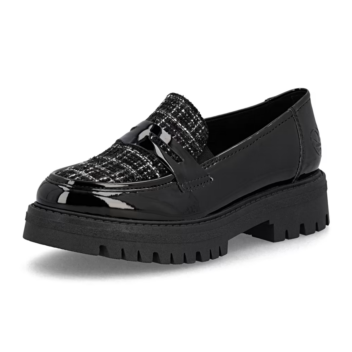 Rieker 47550 Gitta Loafer (Women) - Schwarz/Schwarz Weiss Dress-Casual - Loafers - The Heel Shoe Fitters