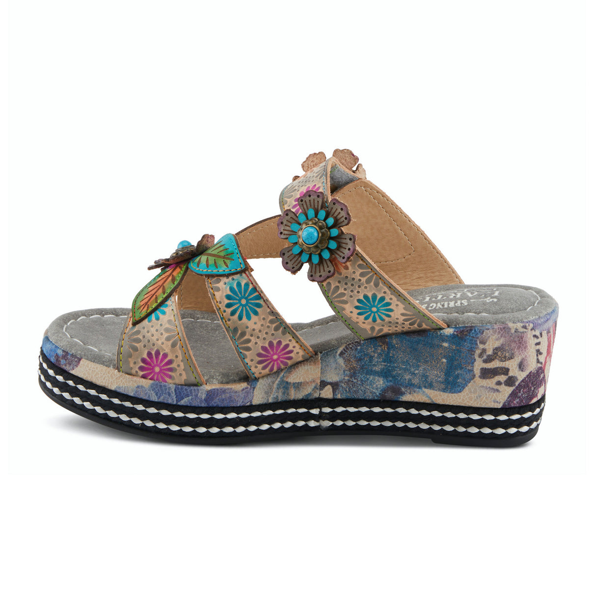 L'Artiste Coastal Wedge Sandal (Women) - Navy Multi Sandals - Heel/Wedge - The Heel Shoe Fitters