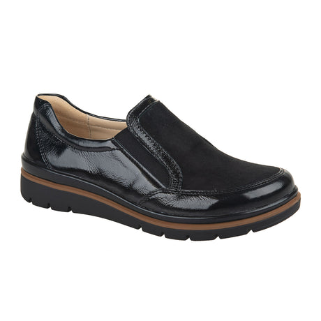 Fidelio Namir Slip On (Women) - Black Nubuck/Patent Dress-Casual - Slip Ons - The Heel Shoe Fitters