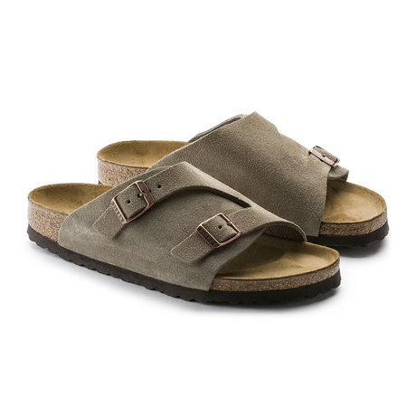 Birkenstock Zurich Narrow Slide Sandal (Women) - Taupe Suede Sandal - Slide - The Heel Shoe Fitters