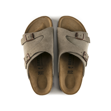 Birkenstock Zurich Sandal (Women) - Taupe Suede Sandals - Slide - The Heel Shoe Fitters