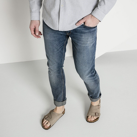Birkenstock Zurich Narrow Slide Sandal (Women) - Taupe Suede Sandal - Slide - The Heel Shoe Fitters