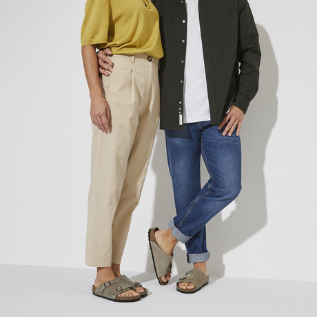 Birkenstock Zurich Narrow Slide Sandal (Women) - Taupe Suede Sandal - Slide - The Heel Shoe Fitters