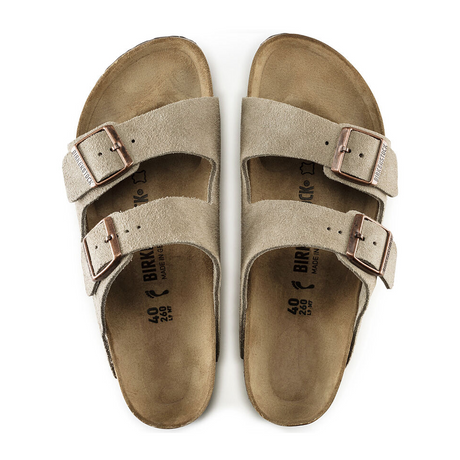 Birkenstock Arizona Slide Sandal (Unisex) - Taupe Suede Sandals - Slide - The Heel Shoe Fitters