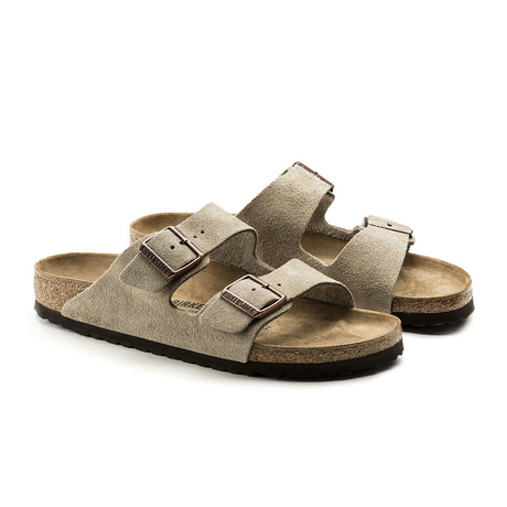 Birkenstock Arizona Slide Sandal (Unisex) - Taupe Suede Sandals - Slide - The Heel Shoe Fitters