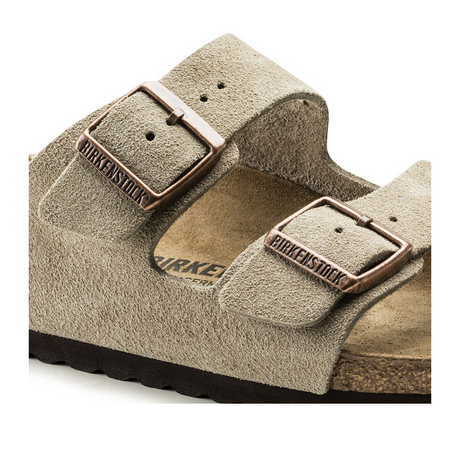 Birkenstock Arizona Slide Sandal (Unisex) - Taupe Suede Sandals - Slide - The Heel Shoe Fitters