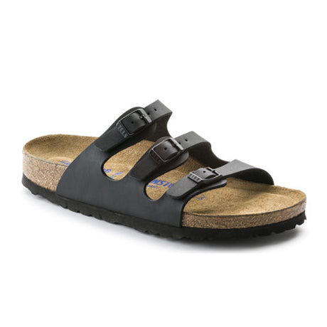 Birkenstock Florida Soft Footbed Narrow (Women) - Black Birko-Flor Sandals - Slide - The Heel Shoe Fitters