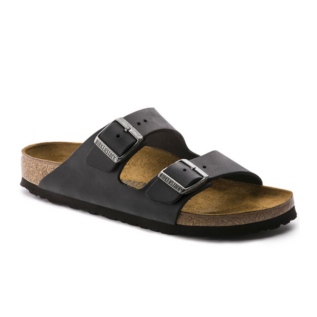 Birkenstock Arizona Slide Sandal (Unisex) - Black Oiled Leather Sandals - Slide - The Heel Shoe Fitters