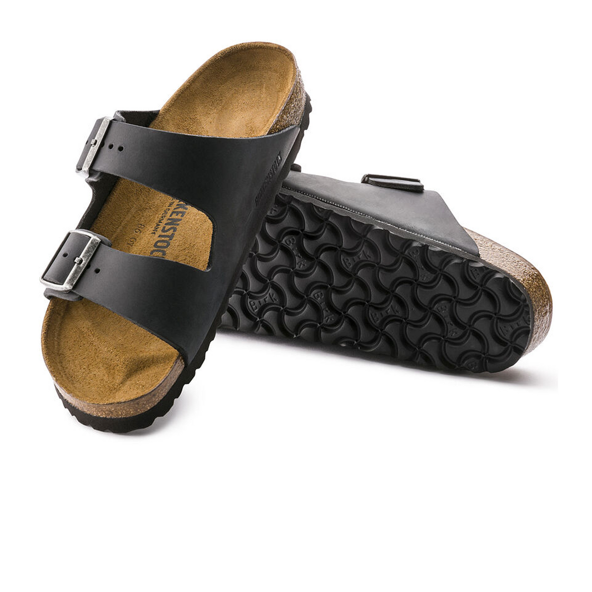 Birkenstock Arizona Slide Sandal (Unisex) - Black Oiled Leather Sandals - Slide - The Heel Shoe Fitters